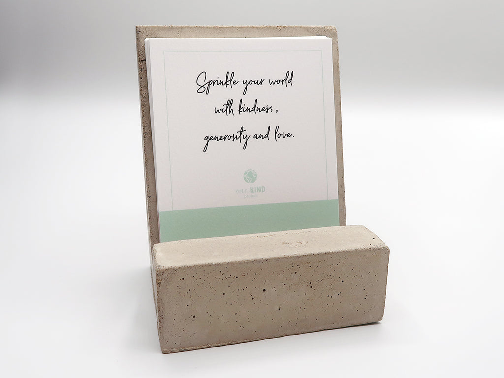BE ONE. BE KIND. DAILY AFFIRMATIONS CARDS WITH MODERN CEMENT STAND