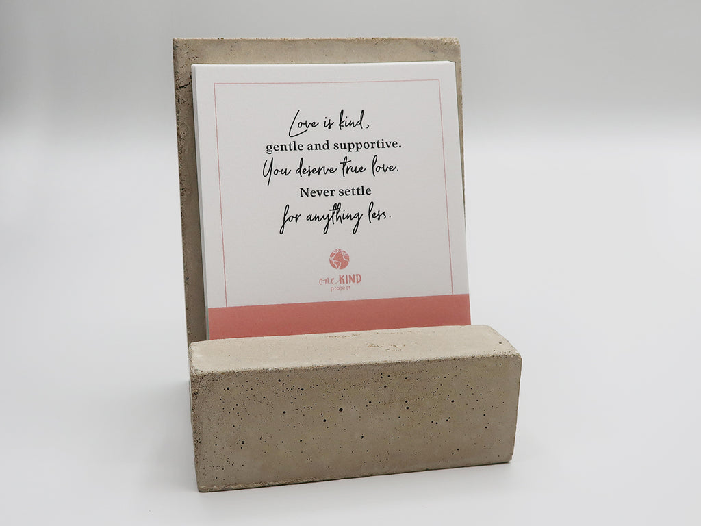 BE ONE. BE KIND. DAILY AFFIRMATIONS CARDS WITH MODERN CEMENT STAND