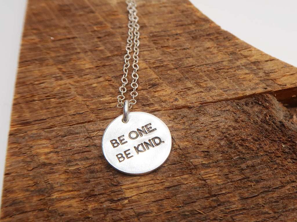 BE ONE. BE KIND. STERLING SILVER CHARM NECKLACE